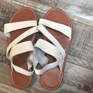 White and Brown Strappy Sandals